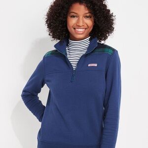 Gorgeous EUC Vineyard Vines Navy and Green Quarter-Zip Pullover with plaid